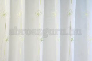 T/5005 Fehér alapon vanilia és zöld virágos 175 Átlátszó függöny